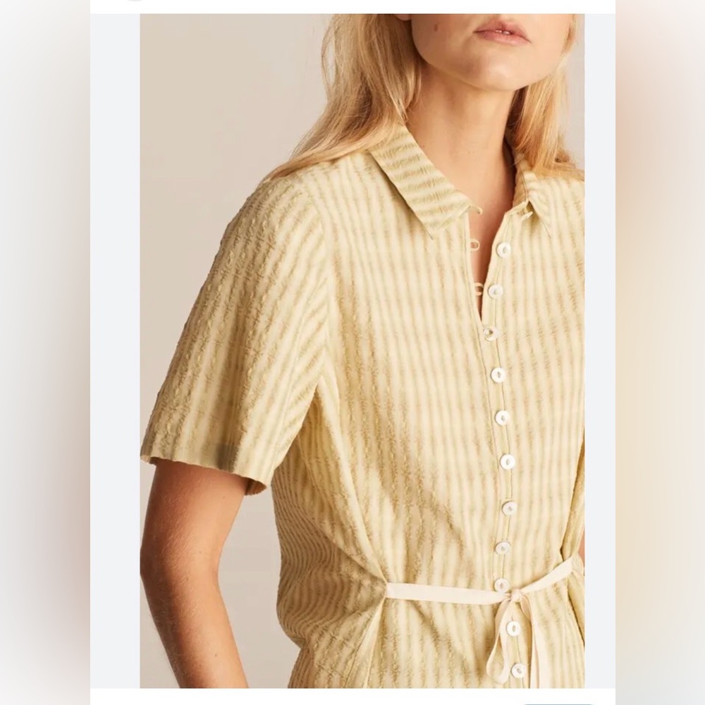 REBECCA TAYLOR 
Textured Stripe Tie-Front Shirt